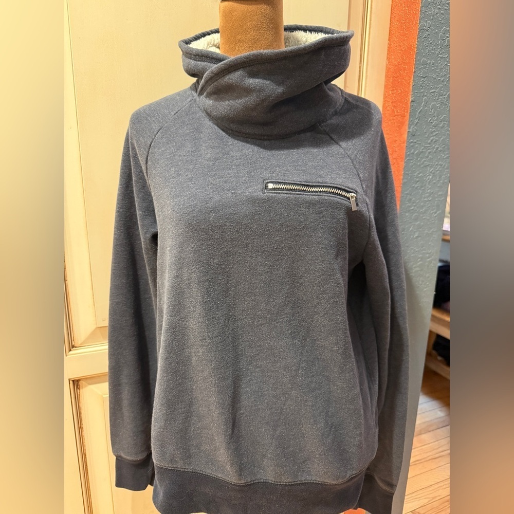 VTG Abercrombie & Fitch Dark Gray Cowl Neck Cozy Lined Sweatshirt Y2K Heritage